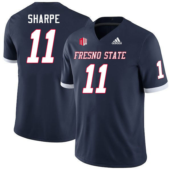 Men #11 Raylen Sharpe Fresno State Bulldogs College Football Jerseys Stitched-Navy